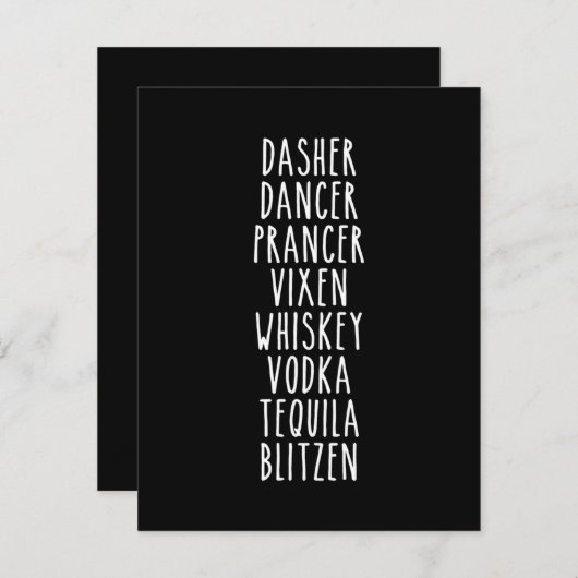 Dasher Dancer Prancer Vixen Whiskey Vodka Tequila Dankeskarte (Vorne/Hinten)