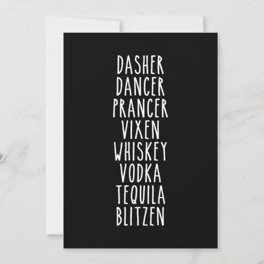 Dasher Dancer Prancer Vixen Whiskey Vodka Tequila Dankeskarte (Vorderseite)