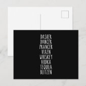 Dasher Dancer Prancer Vixen Whiskey Vodka Tequila Postkarte (Vorne/Hinten)