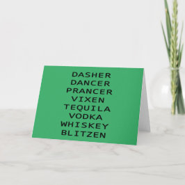 Dasher Dancer Vixen Vodka Tequila Whiskey Blitzen Karte