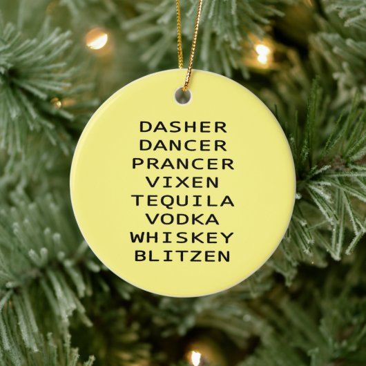 Dasher Dancer Vixen Vodka Tequila Whiskey Blitzen Keramik Ornament (Baum)