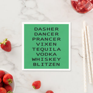 Dasher Dancer Vixen Vodka Tequila Whiskey Blitzen Serviette