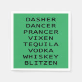 Dasher Dancer Vixen Vodka Tequila Whiskey Blitzen Serviette (Vorderseite)
