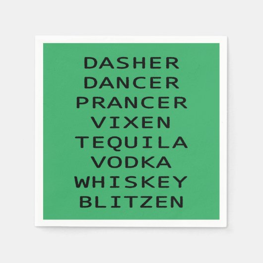 Dasher Dancer Vixen Vodka Tequila Whiskey Blitzen Serviette (Vorderseite)