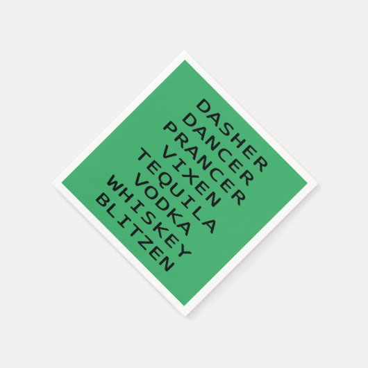Dasher Dancer Vixen Vodka Tequila Whiskey Blitzen Serviette (Ecke)