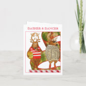 DASHER DANCER Weihnachtskarte Feiertagskarte (Rückseite)