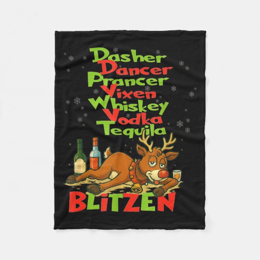 Dasher Dancer Whiskey Vodka Tequila Blitzen Christ Fleecedecke (Vorderseite)