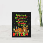 Dasher Dancer Whiskey Vodka Tequila Blitzen Christ Karte (Vorderseite)