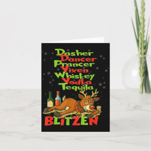 Dasher Dancer Whiskey Wodka Tequila Blitzen Christ Karte