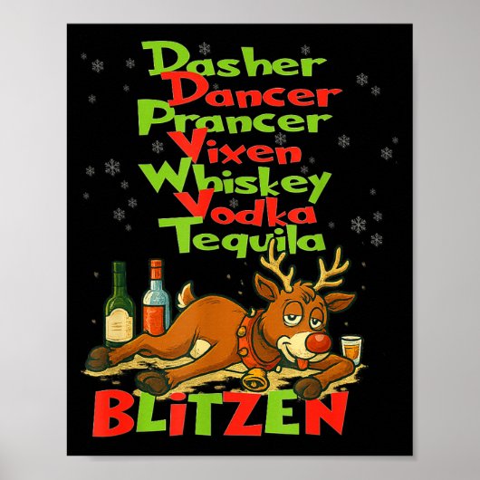 Dasher Dancer Whiskey Wodka Tequila Blitzen Christ Poster (Vorne)