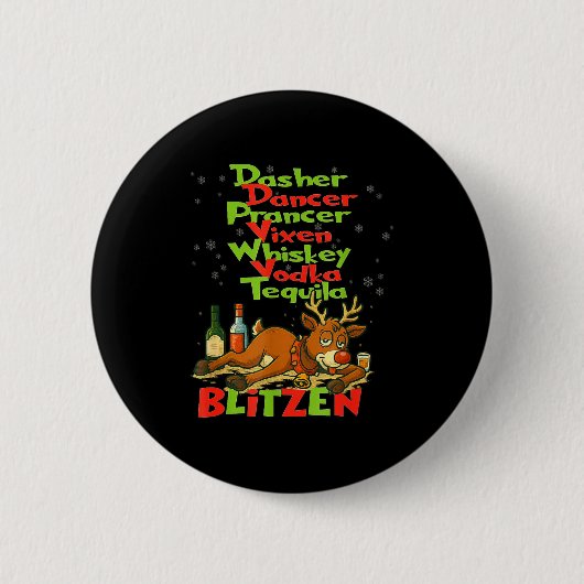 Dasher Dancer Whisky Wodka Tequila Blitzen Christ Button (Vorderseite)