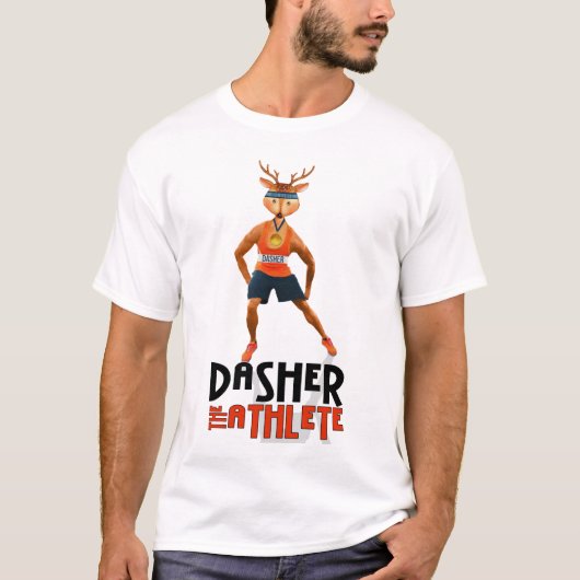 Dasher, der Rentier des Athleten Santa T-Shirt (Vorderseite)