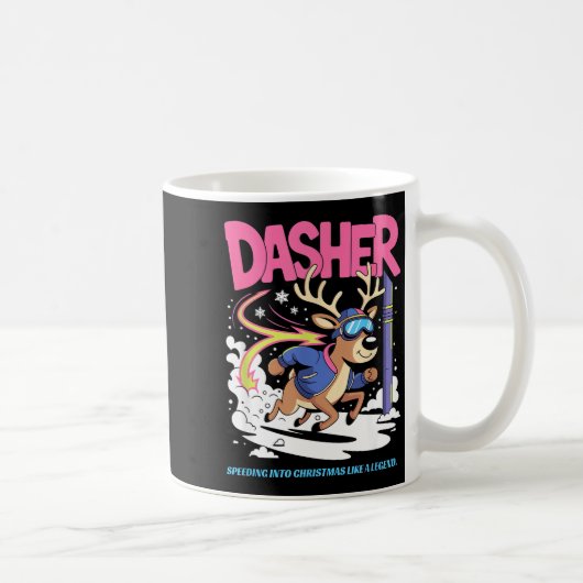 Dasher Reindeer Christmas Speeding Fun Kaffeetasse (Rechts)