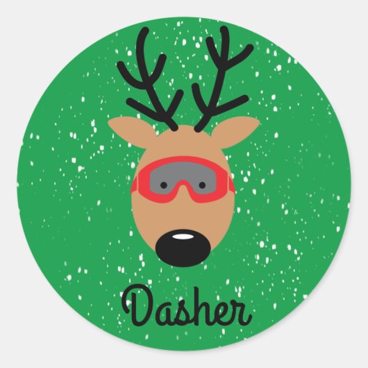 Dasher Reindeer Classic Round Sticker (Vorderseite)