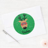 Dasher Reindeer Classic Round Sticker (Umschlag)
