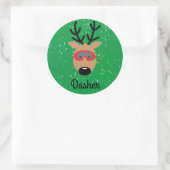 Dasher Reindeer Classic Round Sticker (Tasche)