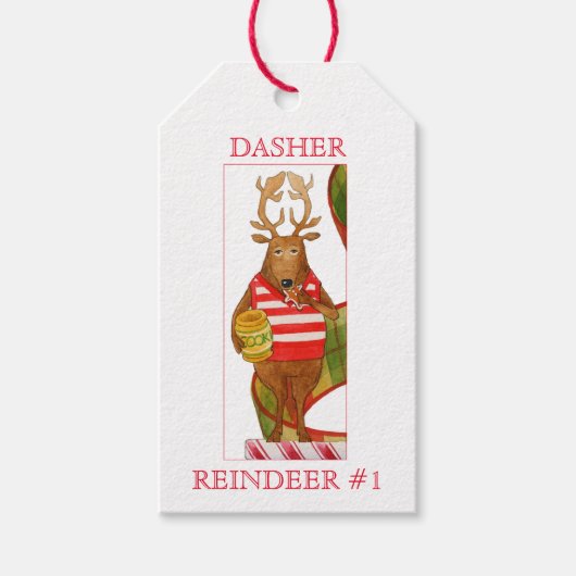 DASHER REINDEER Geschenktasten Geschenkanhänger (Vorderseite)