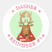 DASHER REINDEER Große Round Stickers (Vorderseite)