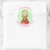DASHER REINDEER Große Round Stickers (Tasche)