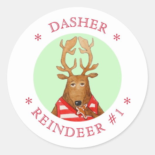DASHER REINDEER Kleine Round Stickers (Vorderseite)