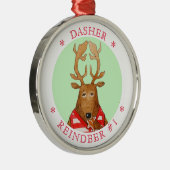 DASHER REINDEER Premium RUNDFUNK Ornament Aus Metall (Rechts)