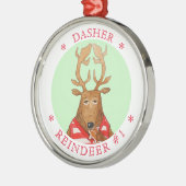 DASHER REINDEER Premium RUNDFUNK Ornament Aus Metall (Links)