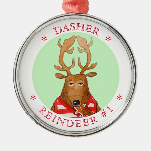 DASHER REINDEER Premium RUNDFUNK Ornament Aus Metall (Vorne)