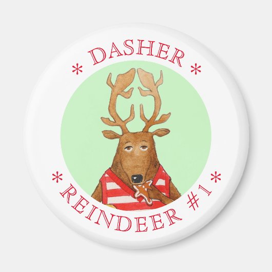 DASHER REINDEER Round Magnet (Vorne)
