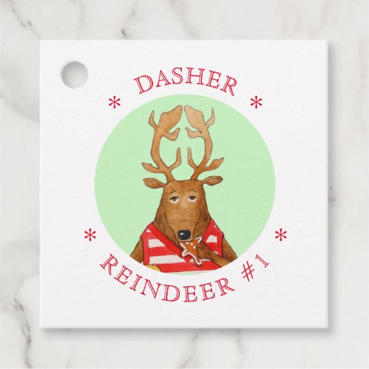 DASHER REINDEER Square Gevor/Geschenktasten Geschenkanhänger (Vorderseite)