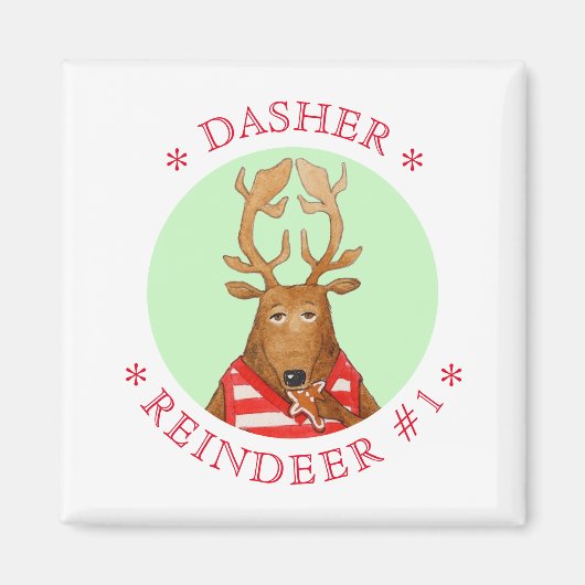DASHER REINDEER Square Magnet (Vorne)