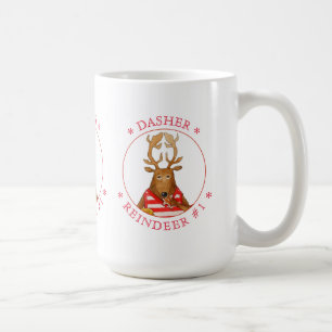DASHER REINDEER Tall White Tasse
