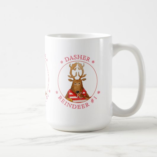 DASHER REINDEER Tall White Tasse (Rechts)