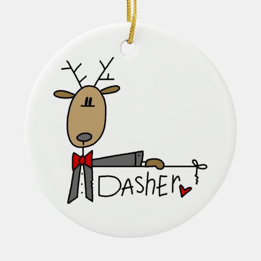 Dasher Rentier Weihnachtsgeschenke und T - Shirt Keramik Ornament (Vorne)