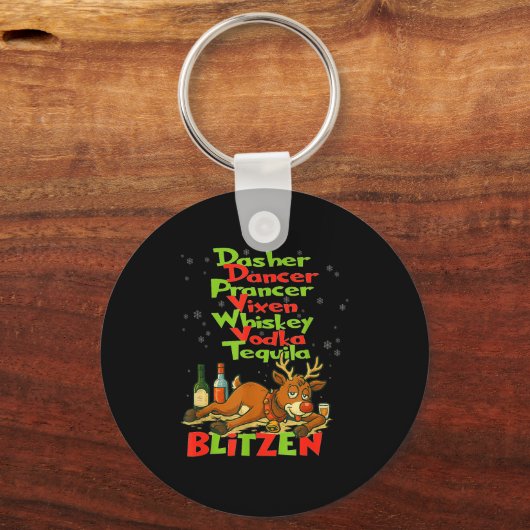Dasher Tänzer Whisky Wodka Tequila Blitzen Weihnac Schlüsselanhänger (Vorderseite)