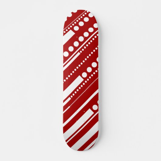 Dashes und Punkte in Rot und Weiß Skateboard (Vorne)