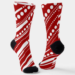 Dashes und Punkte in Rot und Weiß Socken