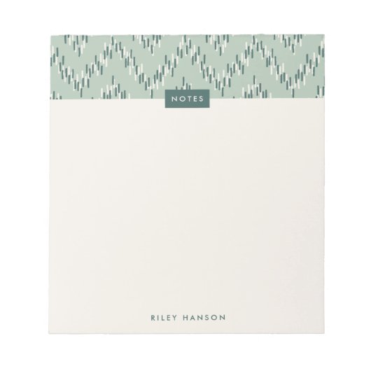 Dashing Boho Ikat Zig Zag Muster Notepad - Aquamar Notizblock (Vorderseite)