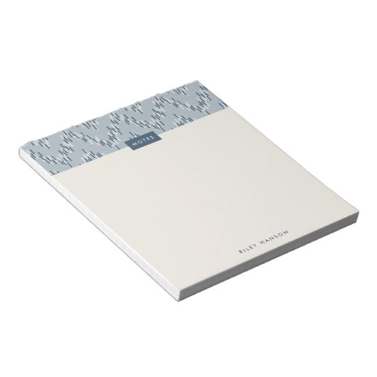 Dashing Boho Ikat Zig Zag Muster Notepad - Blau Notizblock (angewinkelt)