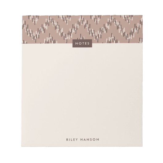Dashing Boho Ikat Zig Zag Muster Notepad - braun Notizblock (Vorderseite)