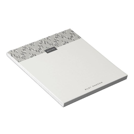Dashing Boho Ikat Zig Zag Muster Notepad - Grau Notizblock (angewinkelt)