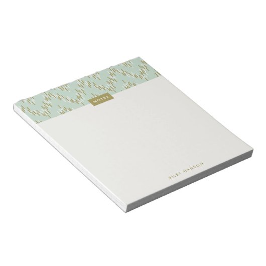 Dashing Boho Ikat Zig Zag Muster Notepad - Grün Notizblock (angewinkelt)