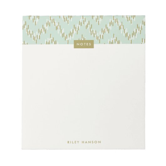 Dashing Boho Ikat Zig Zag Muster Notepad - Grün Notizblock (Vorderseite)