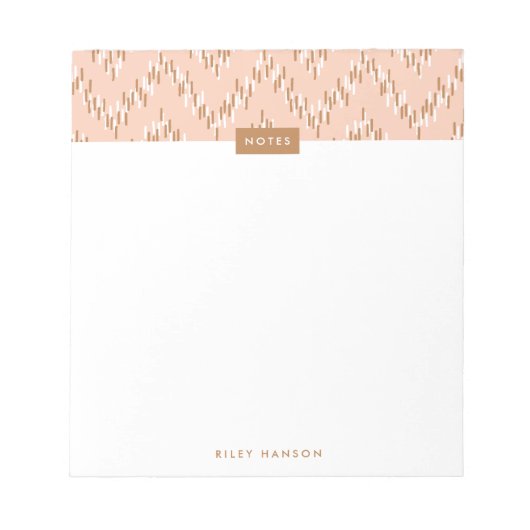 Dashing Boho Ikat Zig Zag Muster Notepad - Orange Notizblock (Vorderseite)