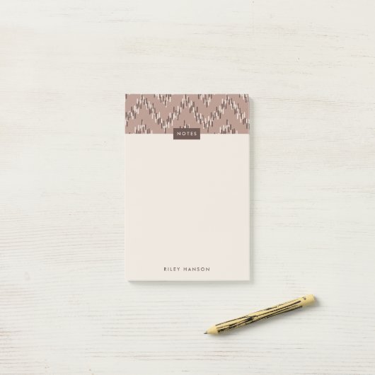 Dashing Boho Ikat Zig Zag Muster Post-It - Brown Klebezettel (Auf Schreibtisch)