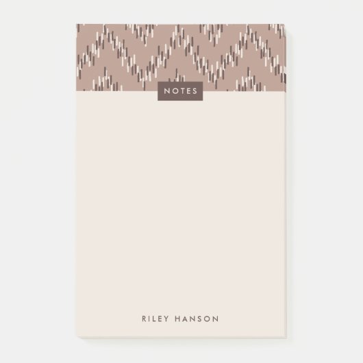 Dashing Boho Ikat Zig Zag Muster Post-It - Brown Klebezettel (Vorderseite)