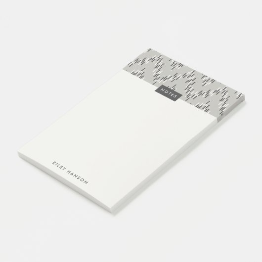 Dashing Boho Ikat Zig Zag Muster Post-It - Gray Klebezettel (angewinkelt)