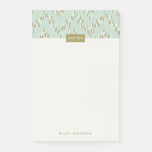 Dashing Boho Ikat Zig Zag Muster Post-It - Green Klebezettel (Vorderseite)