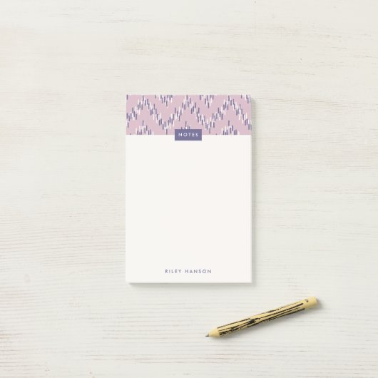 Dashing Boho Ikat Zig Zag Muster Post-It - Lila Klebezettel (Auf Schreibtisch)