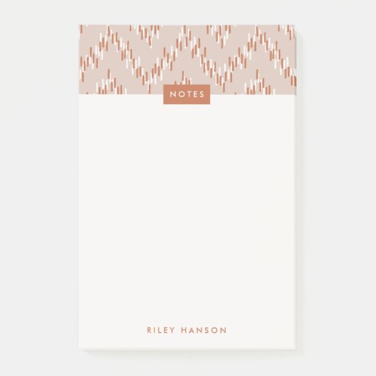 Dashing Boho Ikat Zig Zag Muster Post-It - Rust Klebezettel (Vorderseite)