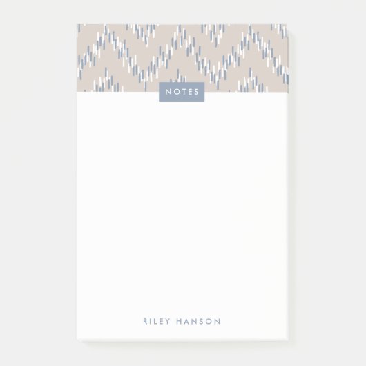 Dashing Boho Ikat Zig Zag Muster Post-it - Taupe Klebezettel (Vorderseite)